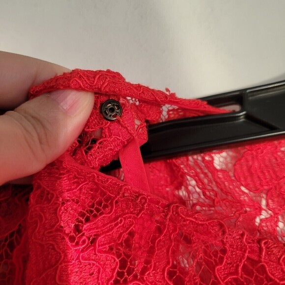 Madewell Broadway & Broome Red Floral Lace 3/4 Sleeve Cocktail Dress Size 0 - Picture 9 of 17